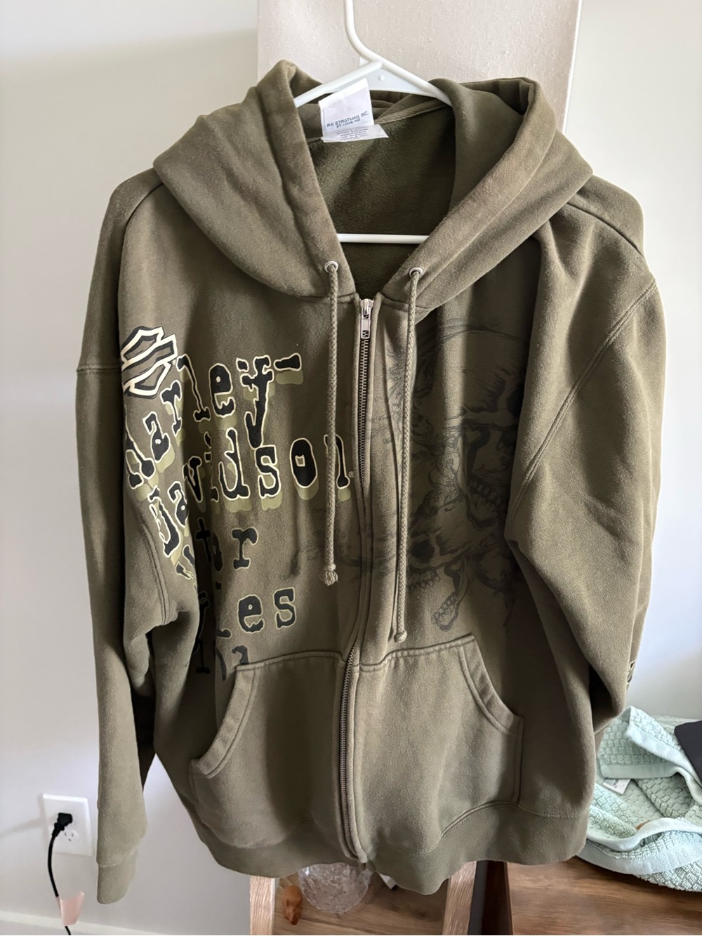 Harley-Davidson Kids Olive Zip Front Hoodie with Graphic